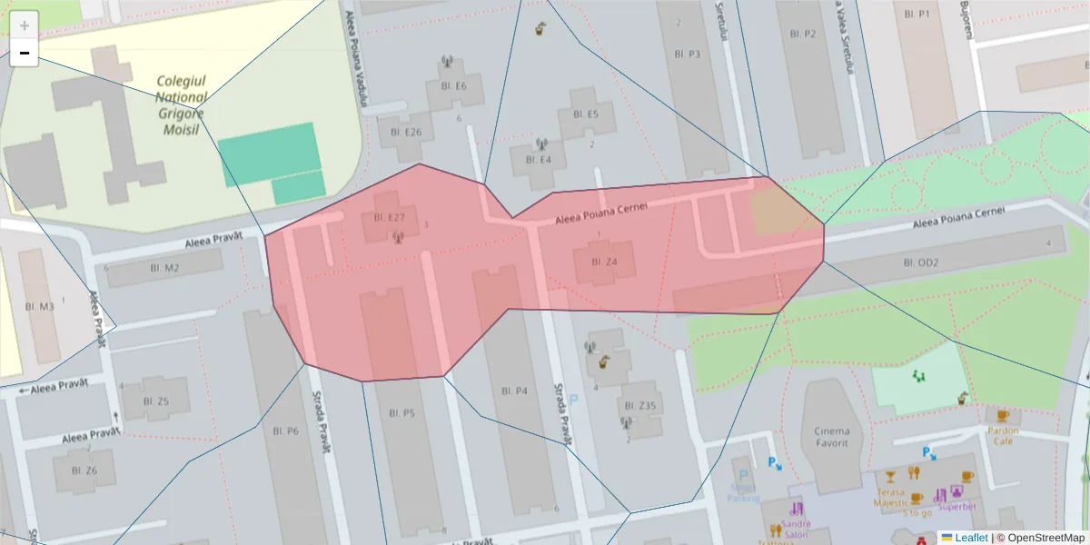 Hartă a codului poștal  și a codurilor poștale învecinate