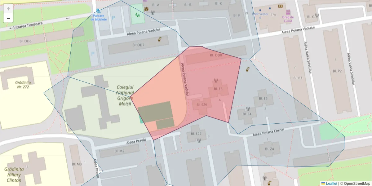 Hartă a codului poștal  și a codurilor poștale învecinate