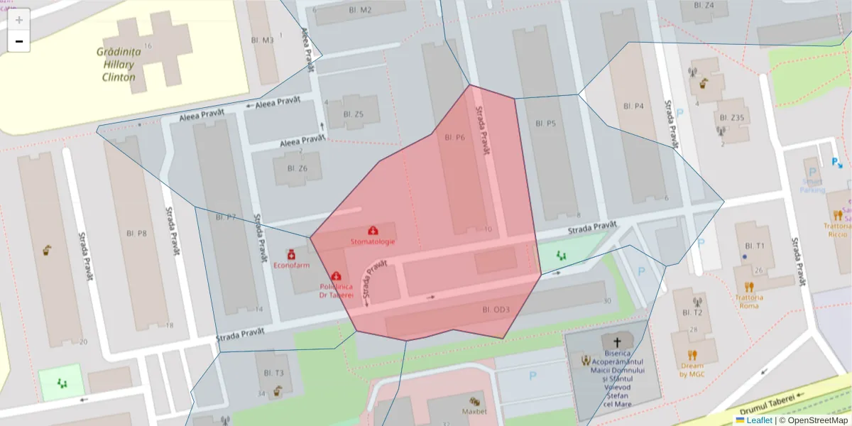 Hartă a codului poștal  și a codurilor poștale învecinate