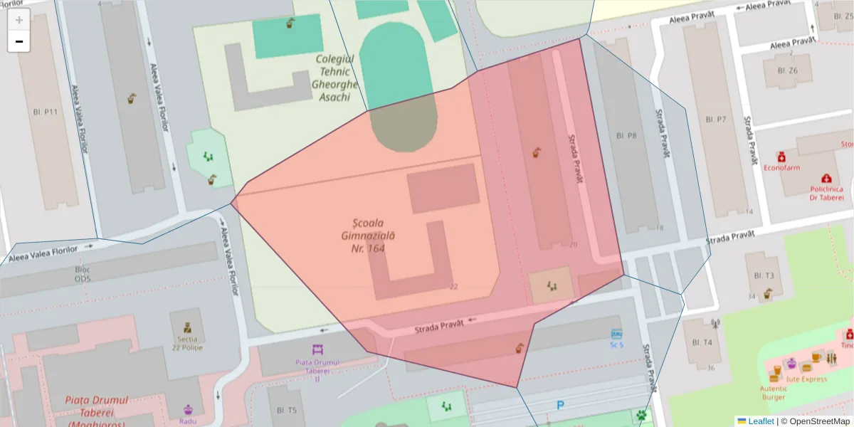 Hartă a codului poștal  și a codurilor poștale învecinate