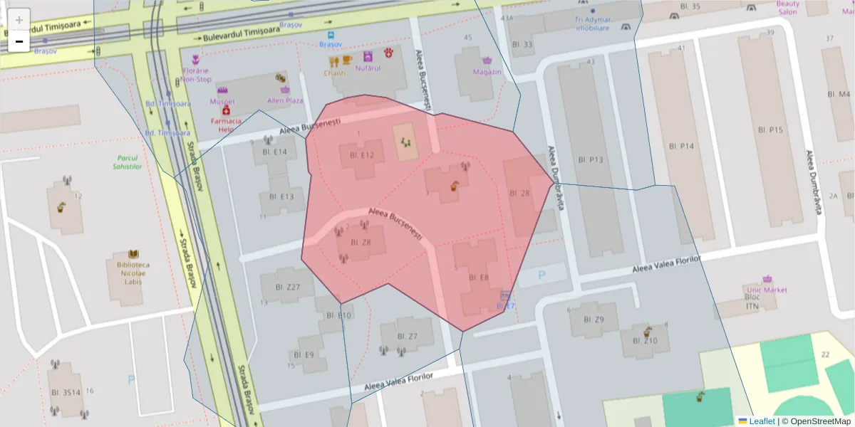 Hartă a codului poștal  și a codurilor poștale învecinate