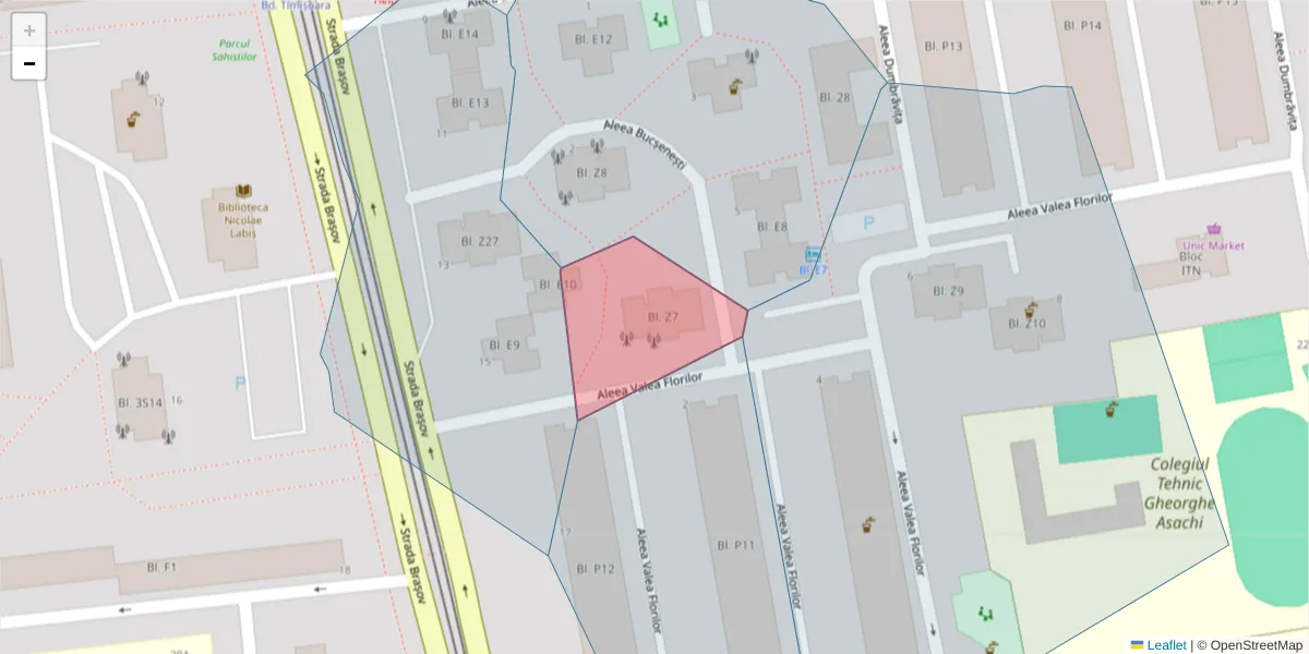 Hartă a codului poștal  și a codurilor poștale învecinate