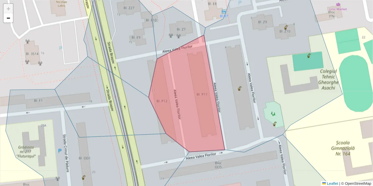 Hartă a codului poștal  și a codurilor poștale învecinate