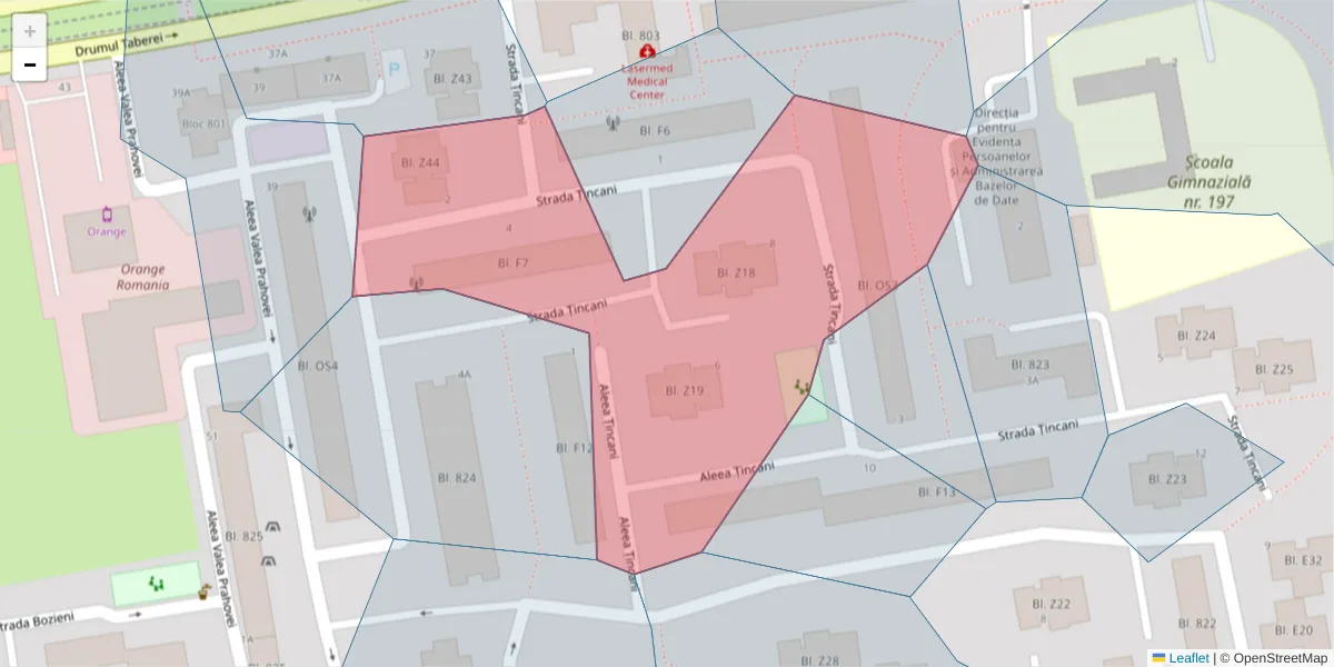 Hartă a codului poștal  și a codurilor poștale învecinate