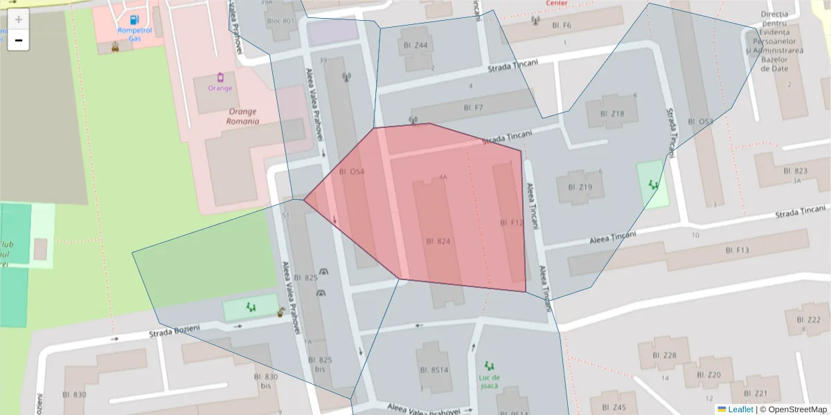 Hartă a codului poștal  și a codurilor poștale învecinate