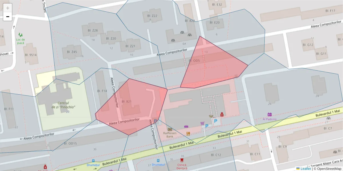 Hartă a codului poștal  și a codurilor poștale învecinate