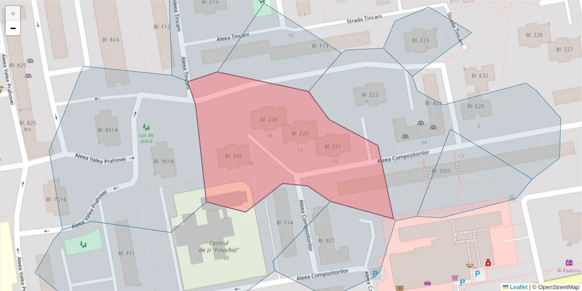 Hartă a codului poștal  și a codurilor poștale învecinate