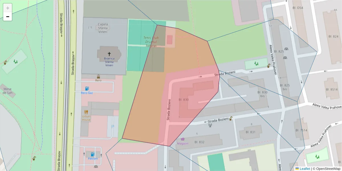 Hartă a codului poștal  și a codurilor poștale învecinate