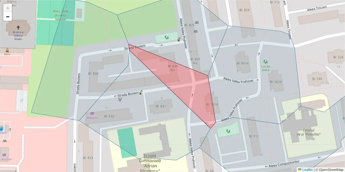 Hartă a codului poștal  și a codurilor poștale învecinate