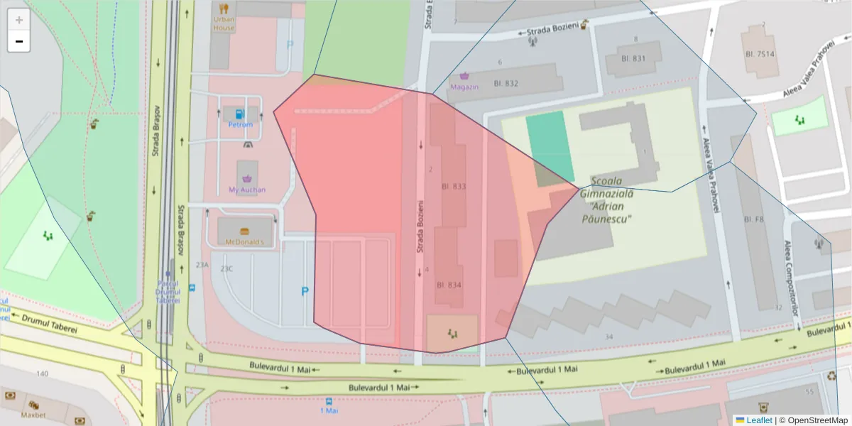 Hartă a codului poștal  și a codurilor poștale învecinate