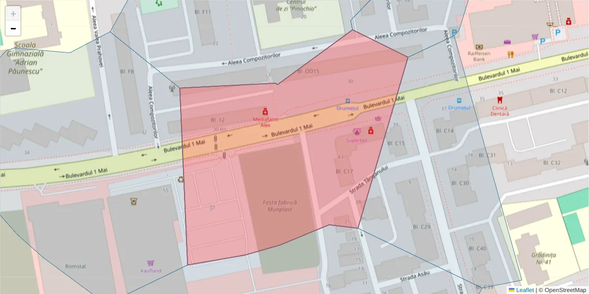 Hartă a codului poștal  și a codurilor poștale învecinate