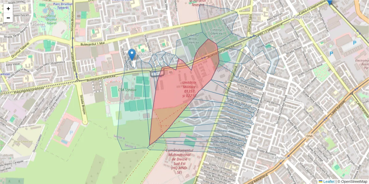 Hartă a codului poștal  și a codurilor poștale învecinate