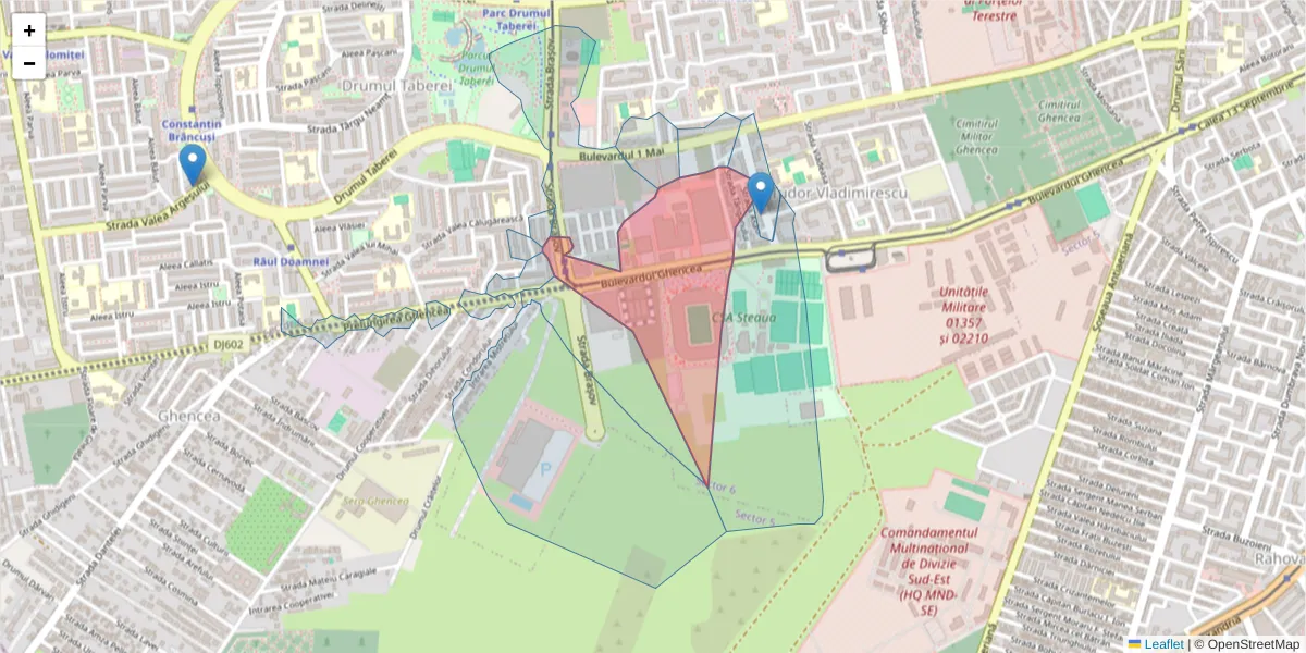 Hartă a codului poștal  și a codurilor poștale învecinate