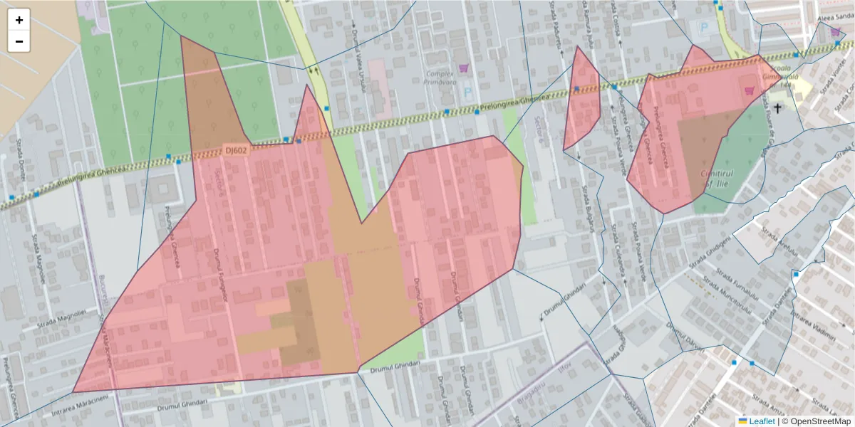 Hartă a codului poștal  și a codurilor poștale învecinate