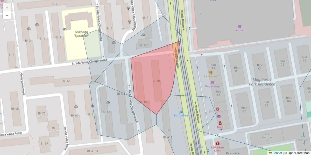 Hartă a codului poștal  și a codurilor poștale învecinate