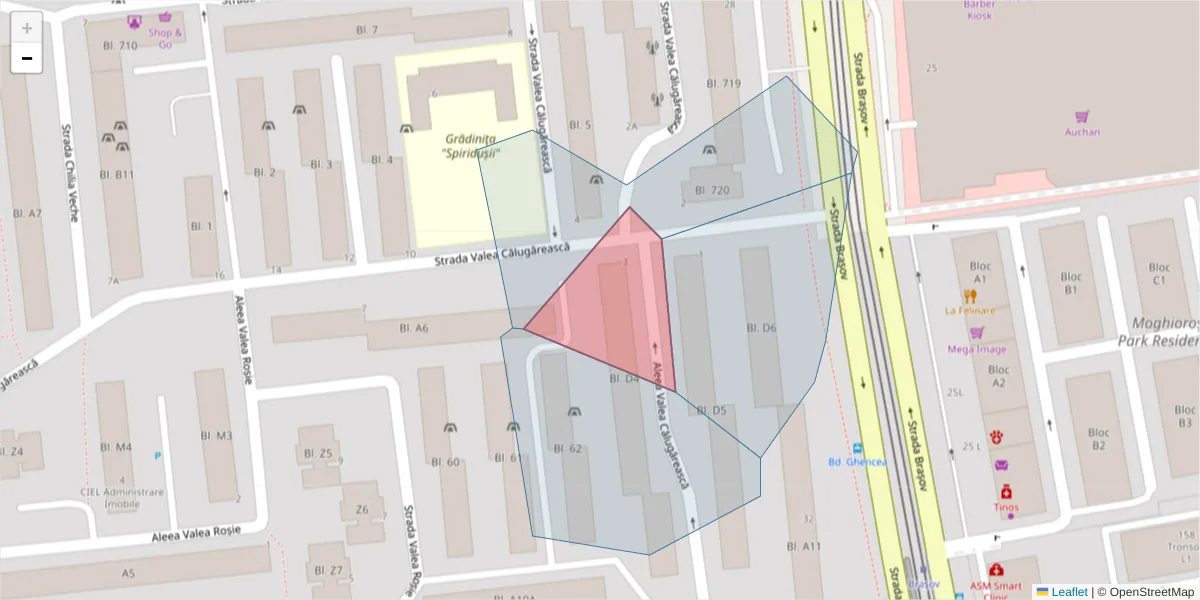 Hartă a codului poștal  și a codurilor poștale învecinate