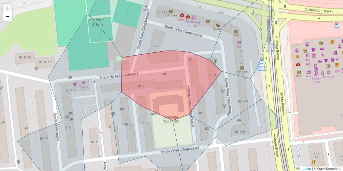 Hartă a codului poștal  și a codurilor poștale învecinate