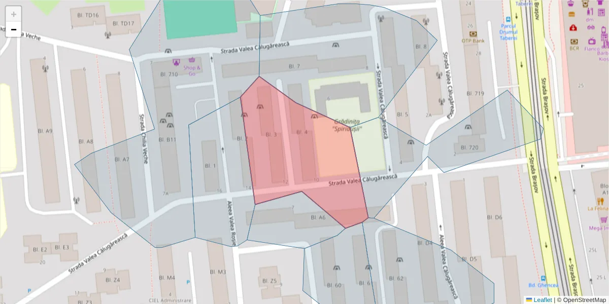 Hartă a codului poștal  și a codurilor poștale învecinate