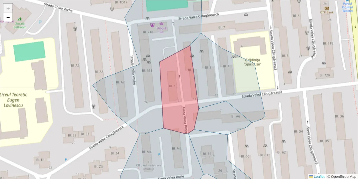 Hartă a codului poștal  și a codurilor poștale învecinate