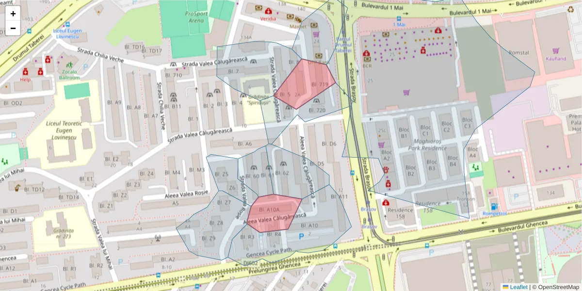 Hartă a codului poștal  și a codurilor poștale învecinate