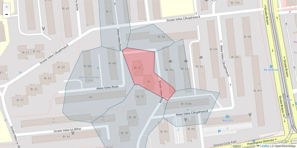 Hartă a codului poștal  și a codurilor poștale învecinate