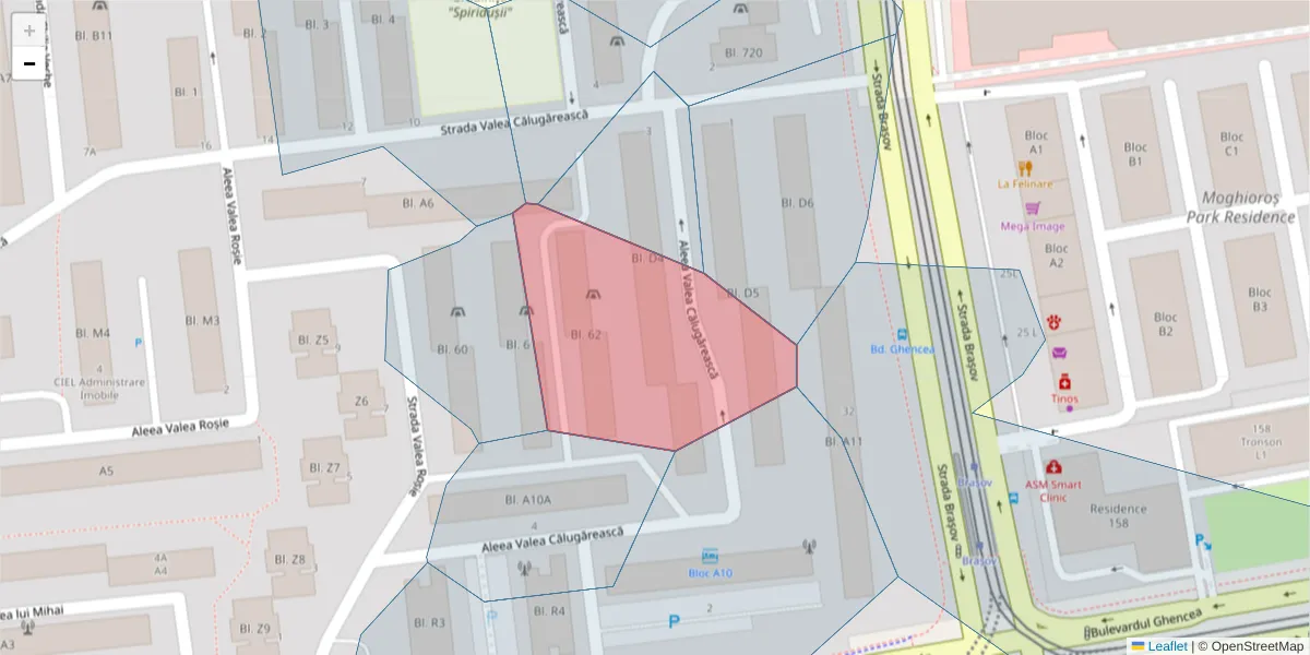 Hartă a codului poștal  și a codurilor poștale învecinate
