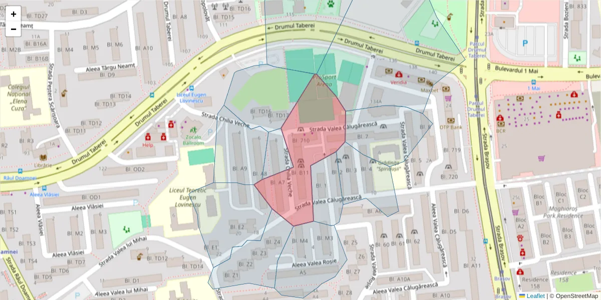 Hartă a codului poștal  și a codurilor poștale învecinate