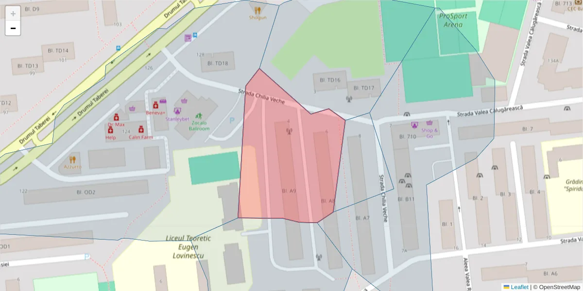 Hartă a codului poștal  și a codurilor poștale învecinate