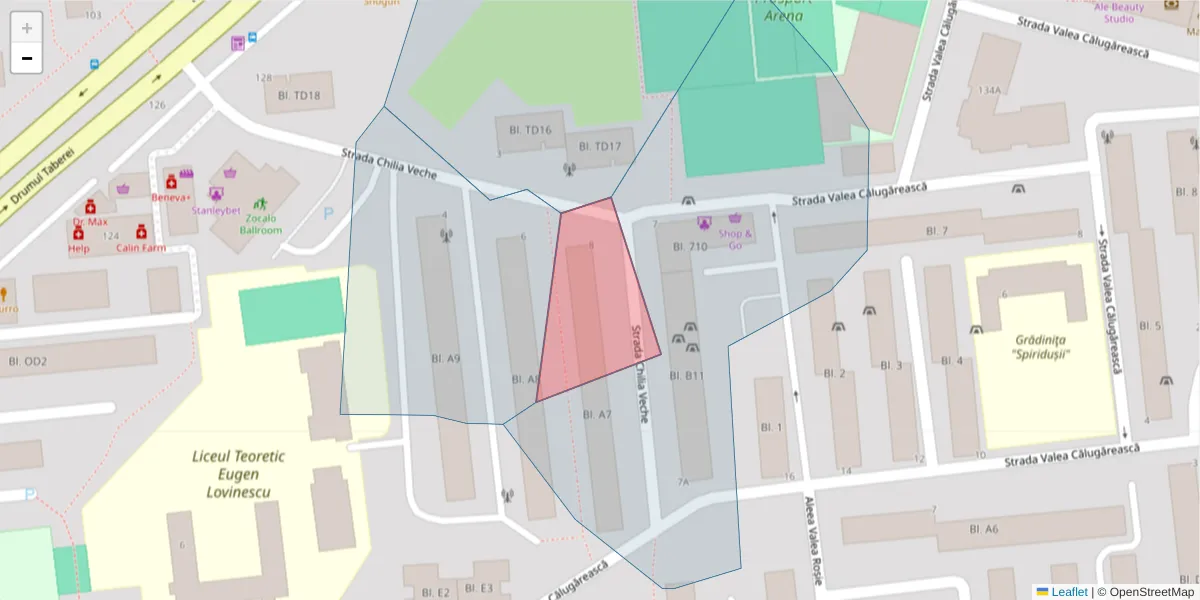 Hartă a codului poștal  și a codurilor poștale învecinate