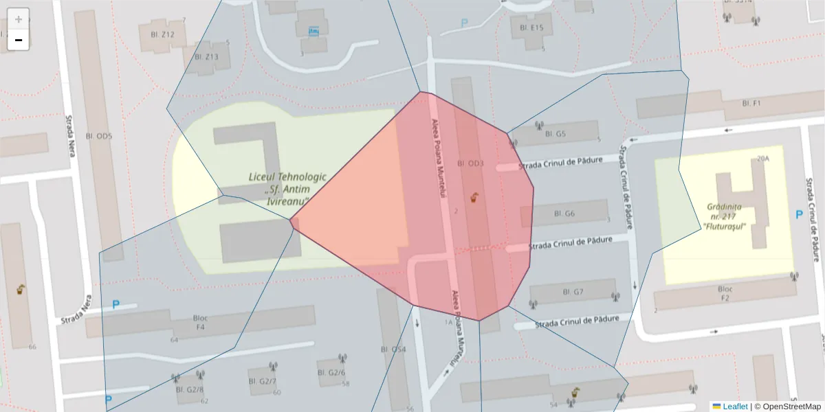 Hartă a codului poștal  și a codurilor poștale învecinate