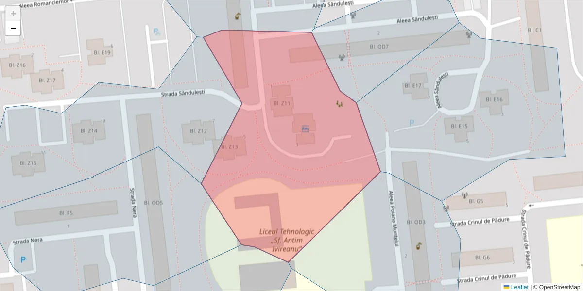 Hartă a codului poștal  și a codurilor poștale învecinate