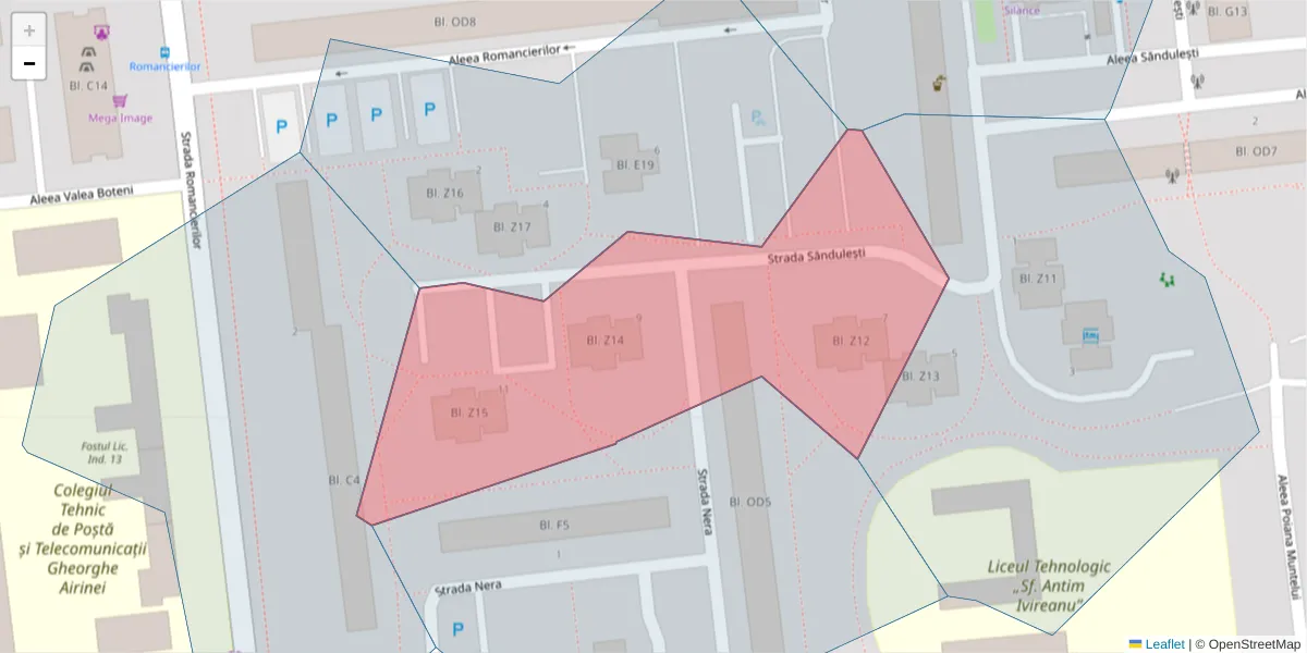 Hartă a codului poștal  și a codurilor poștale învecinate