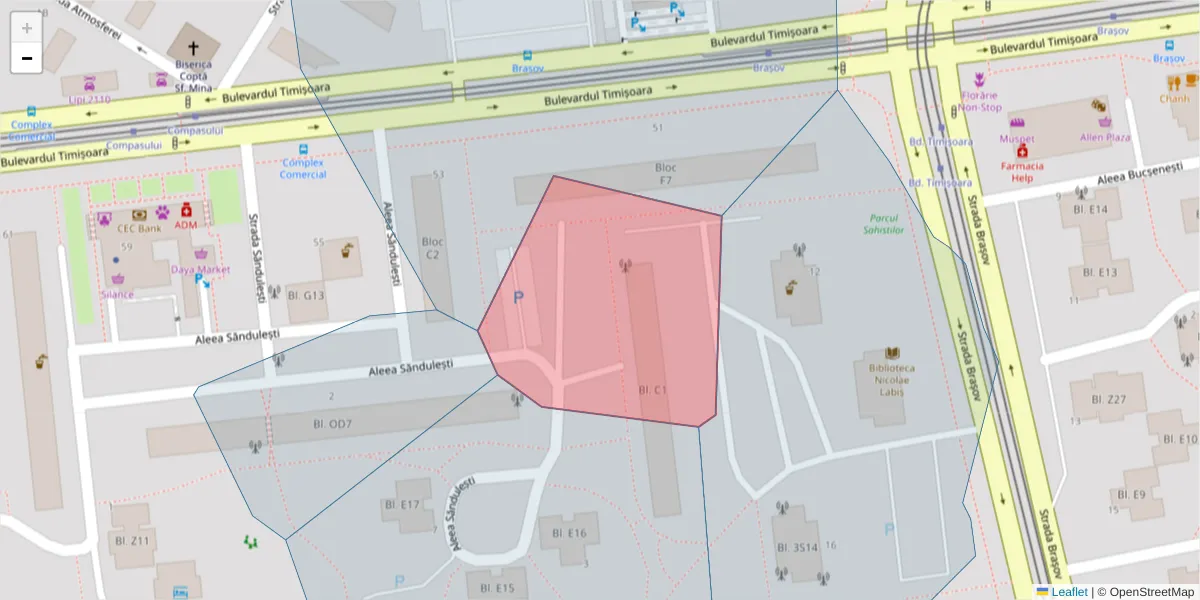 Hartă a codului poștal  și a codurilor poștale învecinate