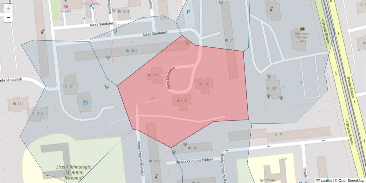 Hartă a codului poștal  și a codurilor poștale învecinate