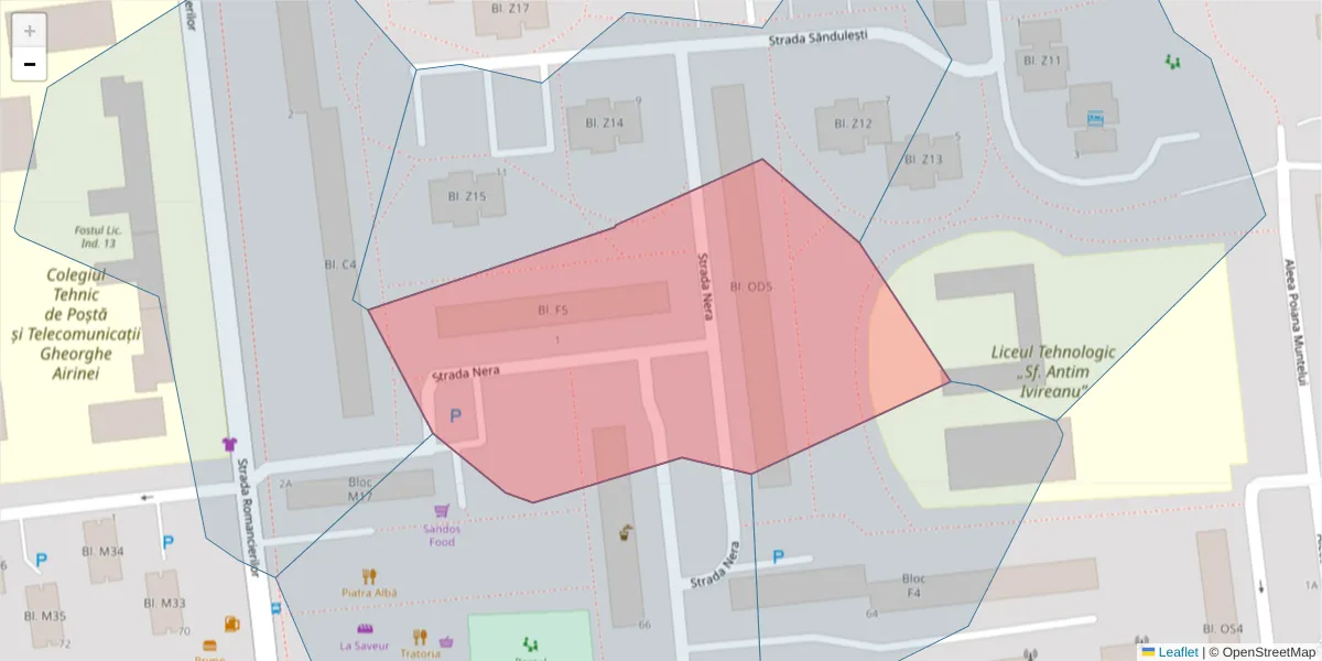 Hartă a codului poștal  și a codurilor poștale învecinate