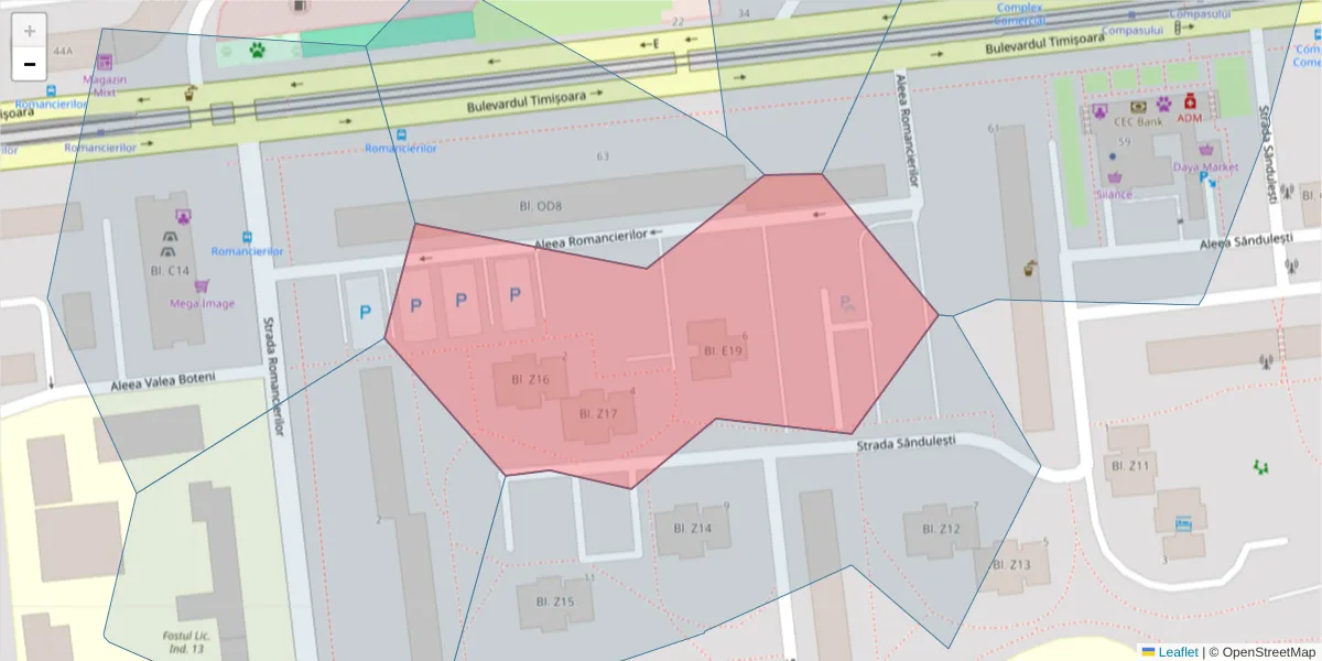 Hartă a codului poștal  și a codurilor poștale învecinate