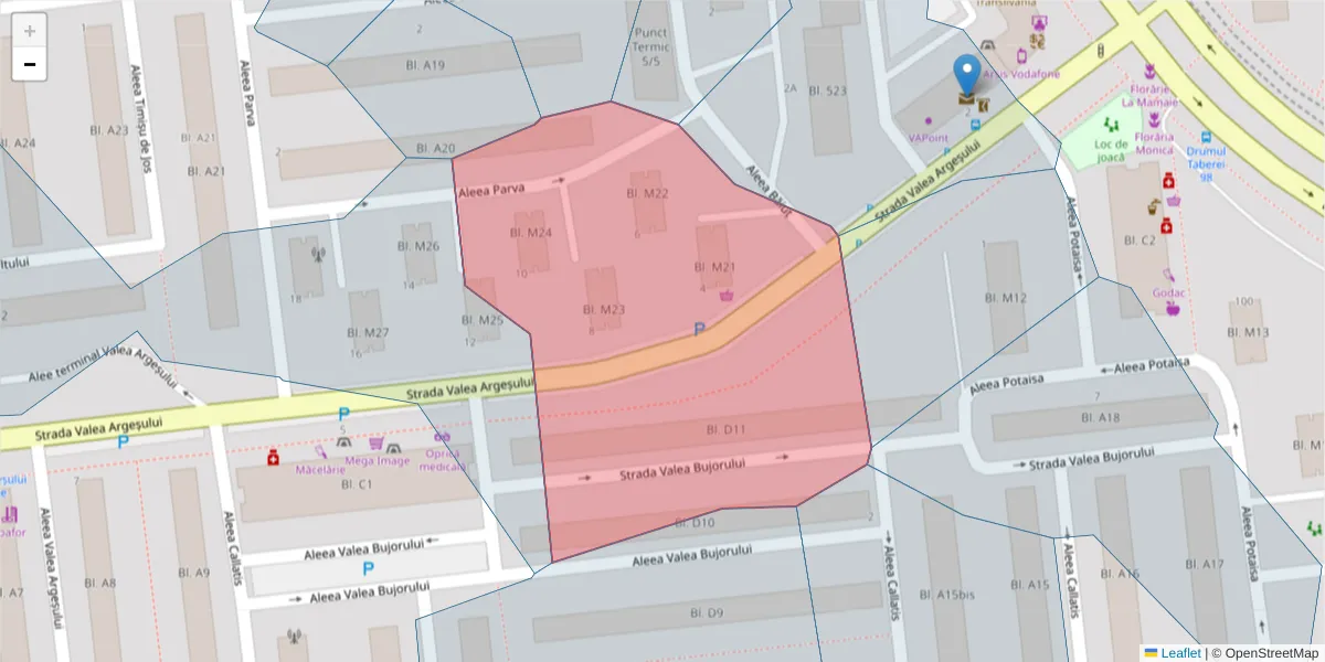 Hartă a codului poștal  și a codurilor poștale învecinate