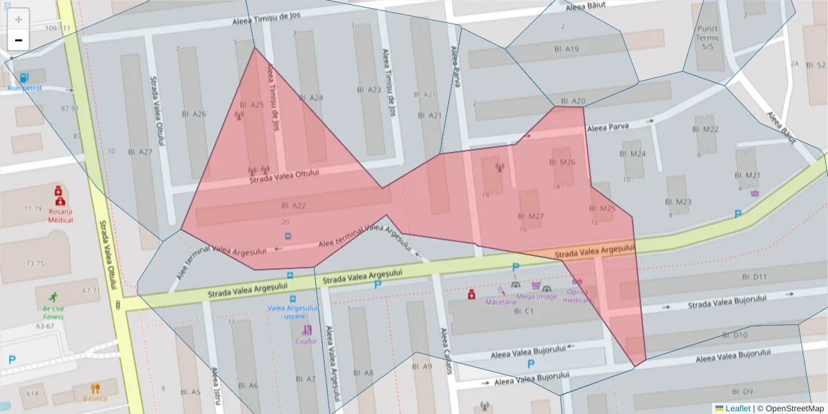 Hartă a codului poștal  și a codurilor poștale învecinate