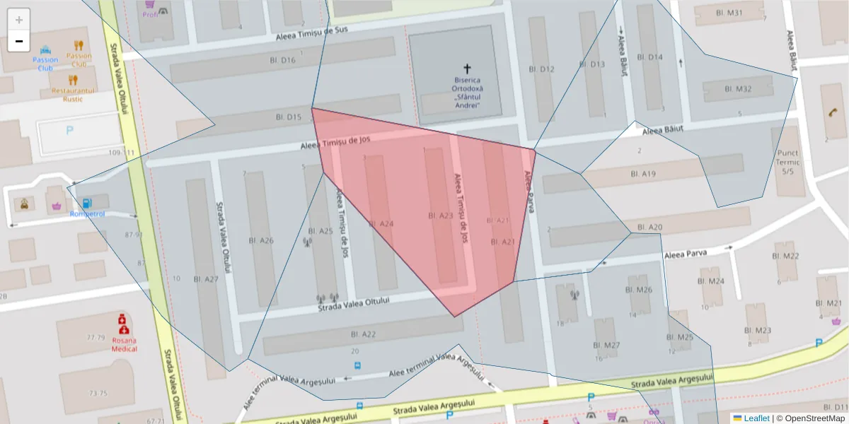 Hartă a codului poștal  și a codurilor poștale învecinate