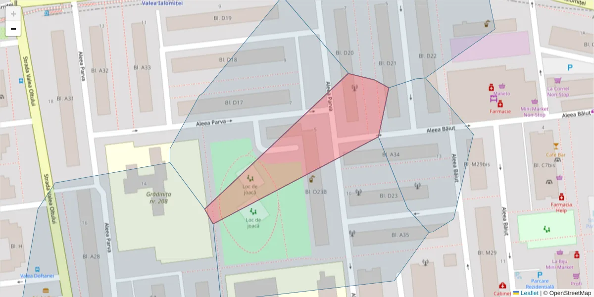 Hartă a codului poștal  și a codurilor poștale învecinate