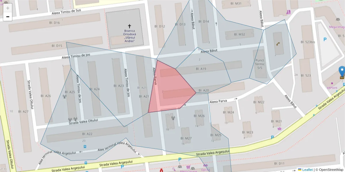 Hartă a codului poștal  și a codurilor poștale învecinate