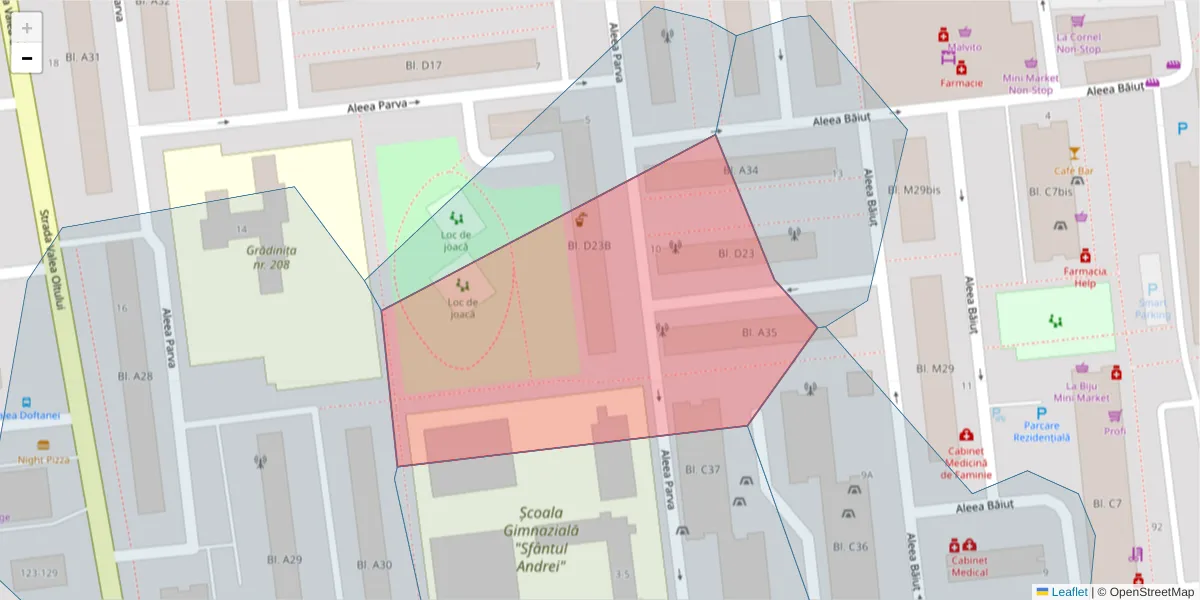 Hartă a codului poștal  și a codurilor poștale învecinate