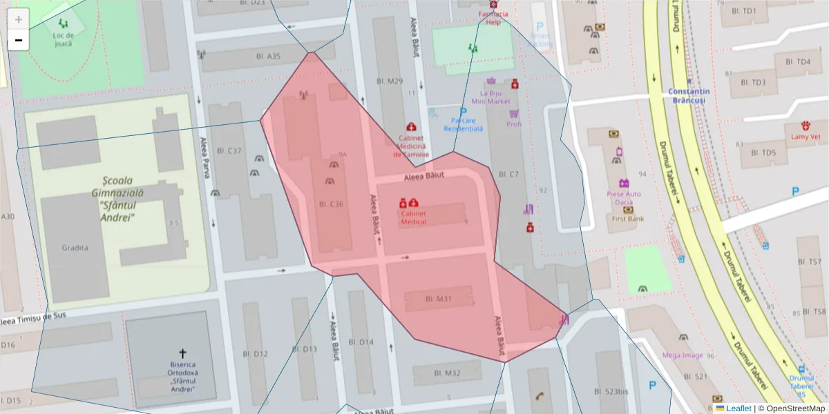 Hartă a codului poștal  și a codurilor poștale învecinate