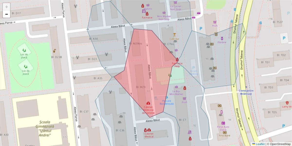 Hartă a codului poștal  și a codurilor poștale învecinate