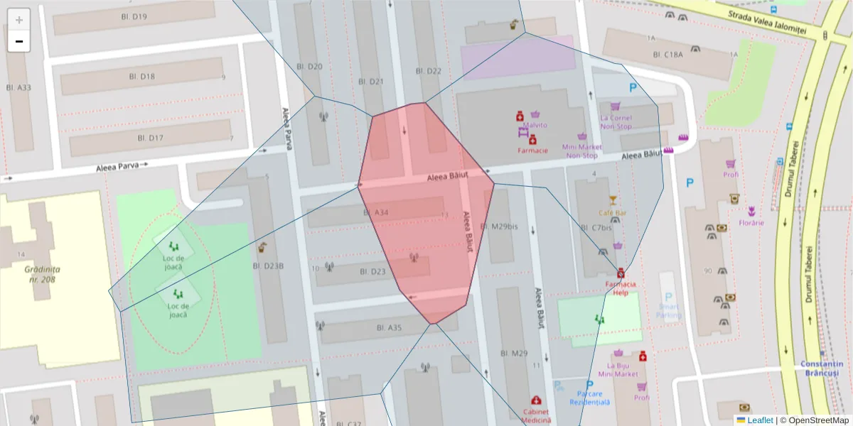 Hartă a codului poștal  și a codurilor poștale învecinate