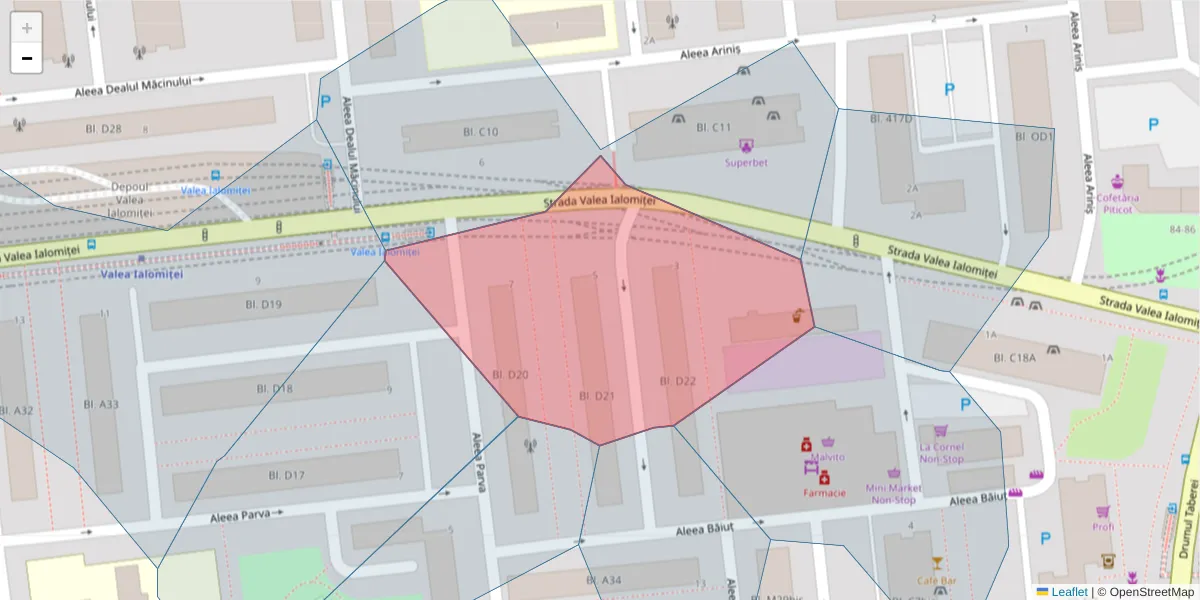 Hartă a codului poștal  și a codurilor poștale învecinate