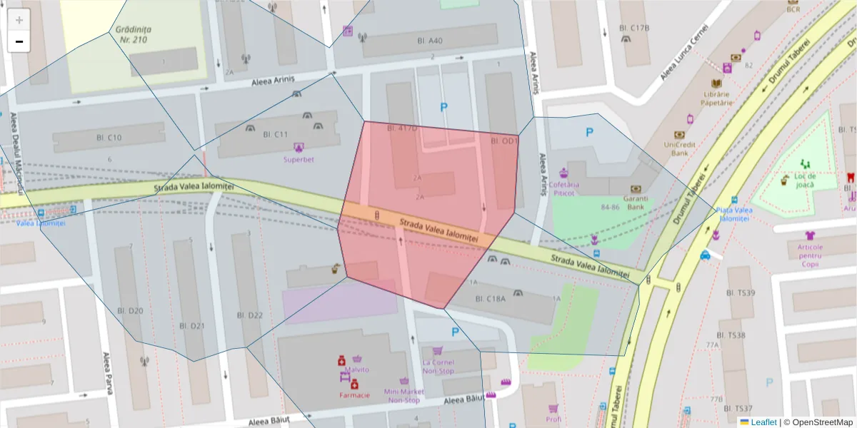 Hartă a codului poștal  și a codurilor poștale învecinate