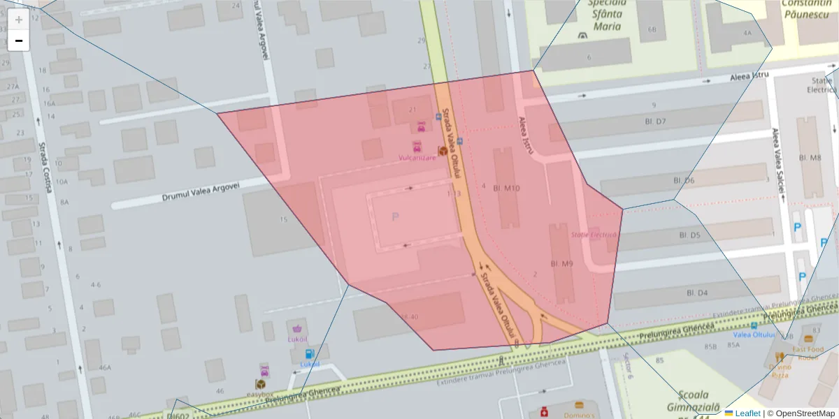 Hartă a codului poștal  și a codurilor poștale învecinate