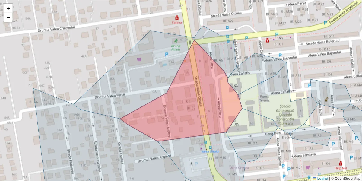 Hartă a codului poștal  și a codurilor poștale învecinate