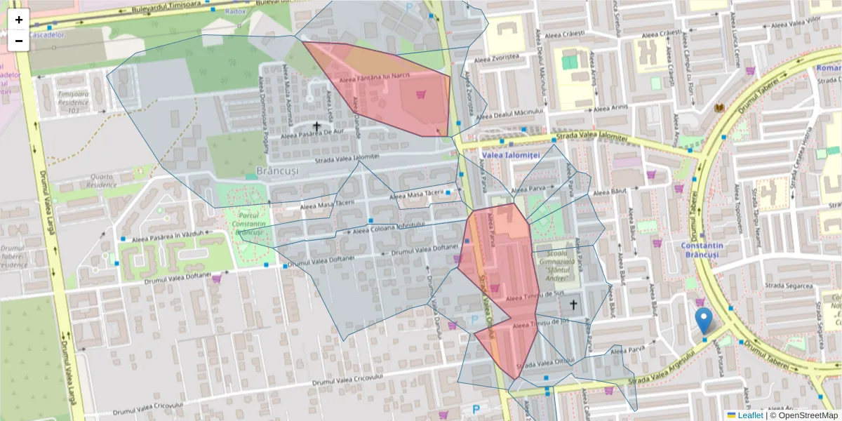 Hartă a codului poștal  și a codurilor poștale învecinate